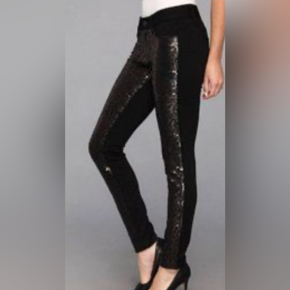 Paige sequined front black pant. - Picture 1 of 13